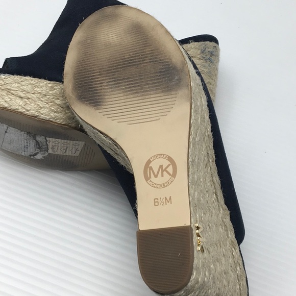 Michael Kors Blue Hastings Suede Wedge Sandals - Picture 6 of 8